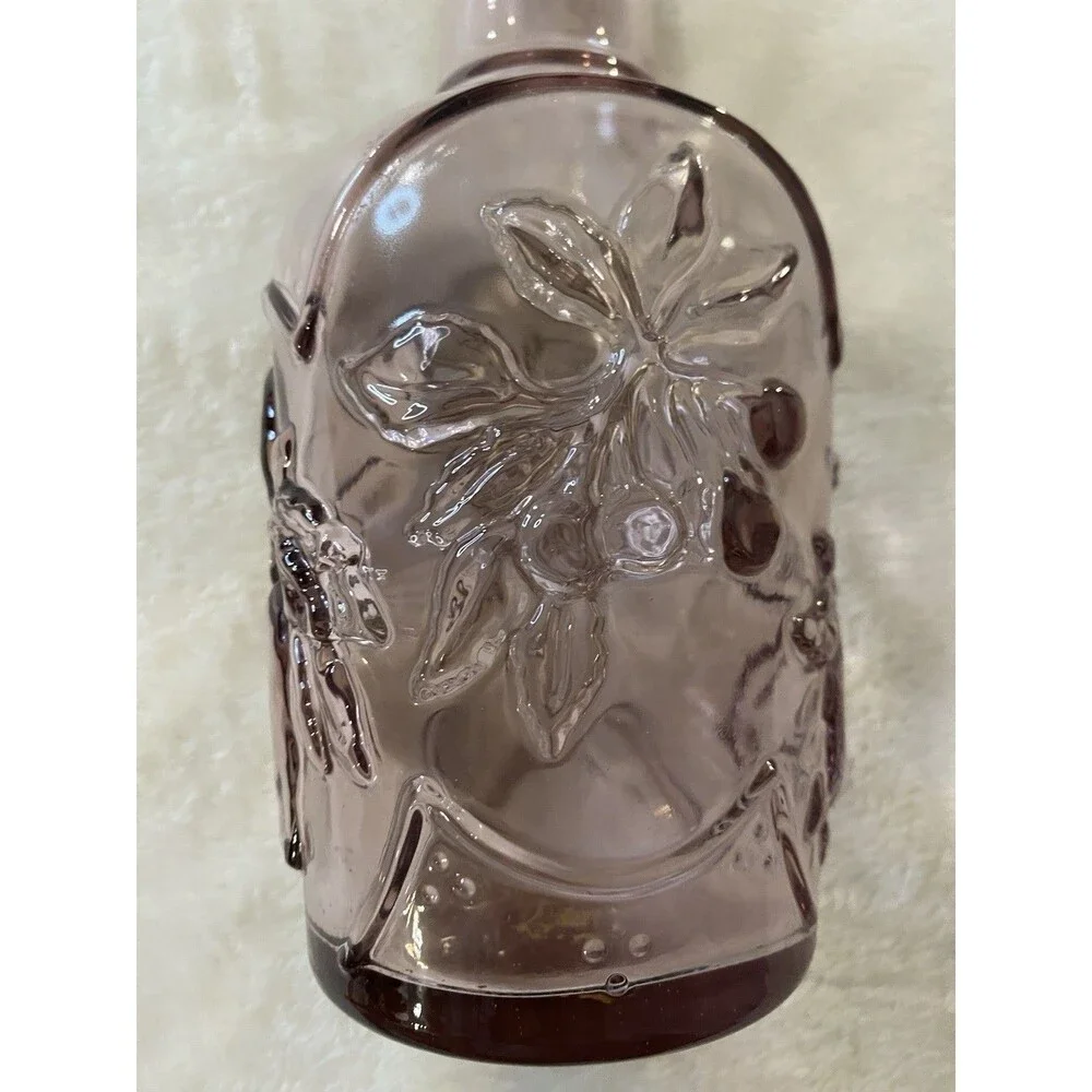 vintage 1980s Libbey of Canada embossed fruit glass decanter Purple Victorian 3D